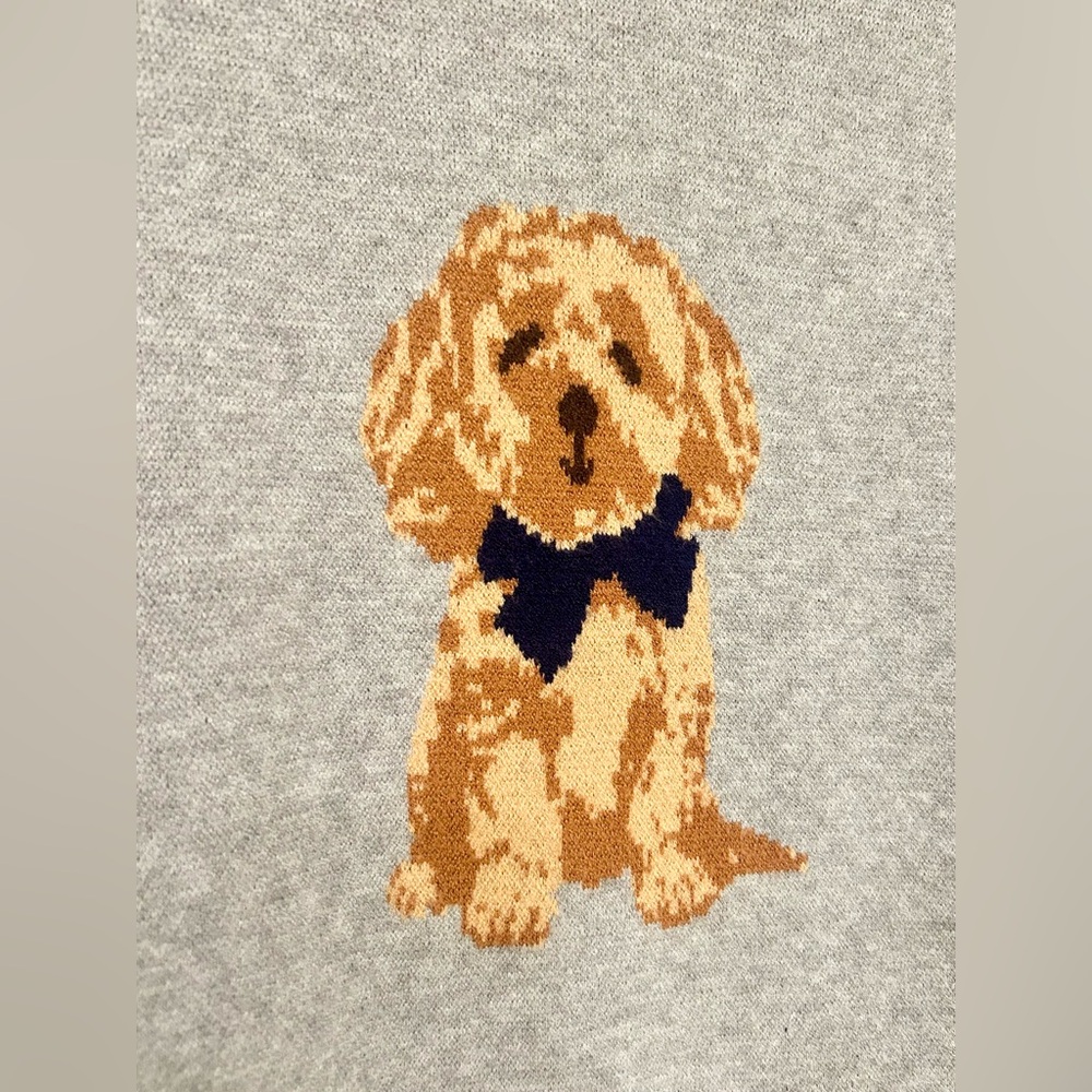 Orange Kiss Women’s Gray Sweater with Golden Puppy Dog Design Size 1X - Picture 3 of 7
